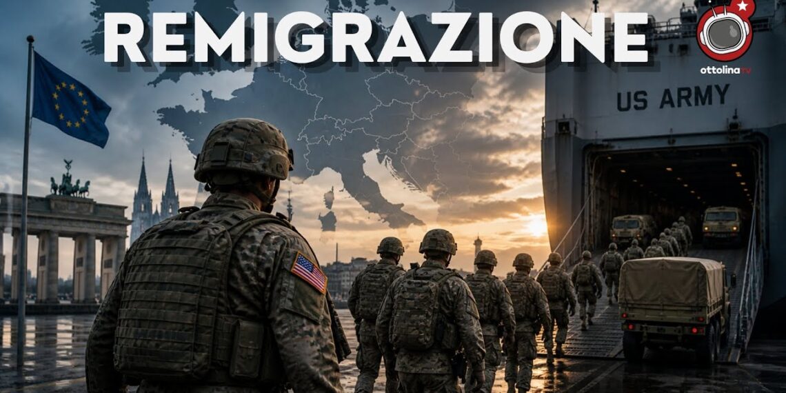 Porta di Brandeburgo a Berlino. Soldati e mezzi militari USA lasciano la piazza europea