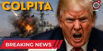 Portaerei colpita da missili. Donald Trump furibondo in primo piano