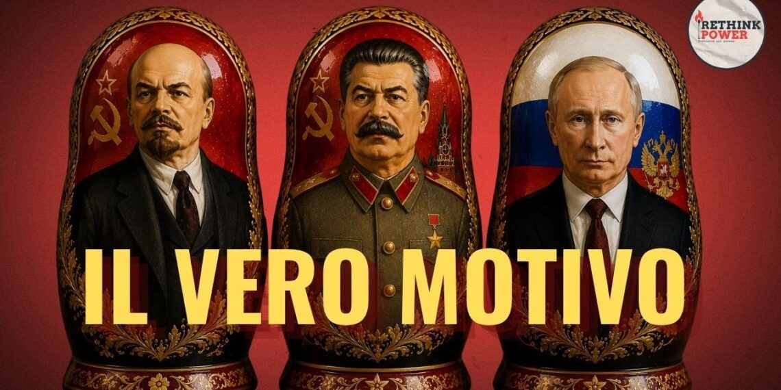 Tre matrioske con i volti di Lenin, Stalin e Putin