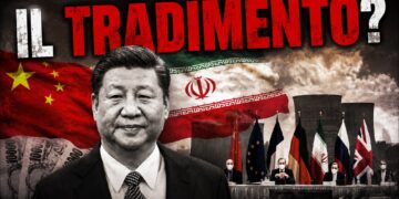 Xi Jinping in primo piano. Alle spalle bandiere di Cina e Iran e componenti del parlamento iraniano