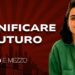 Bandiera cinese con grattacieli. Guendalina Anzolin in primo piano