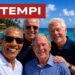 Barak Obama, Joe Biden, George W. Bush, Bill Clinton e Enrico Letta. Alle spalle l'isola di Epstein