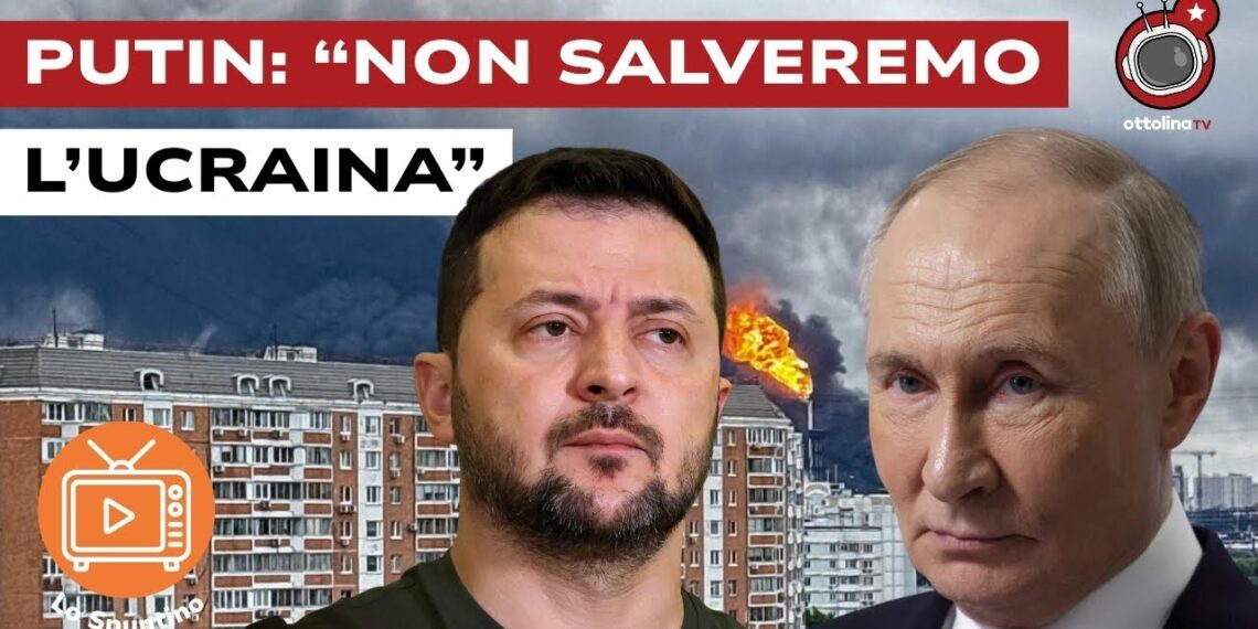 Palazzo in fiamme. Volodymyr Zelensky e Vladimir Putin in primo piano