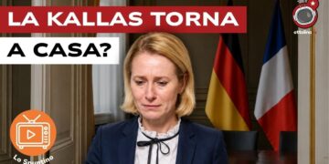 Studio con bandiere di Francia e Germania. Kaja Kallas in lacrime in primo piano