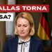 Studio con bandiere di Francia e Germania. Kaja Kallas in lacrime in primo piano