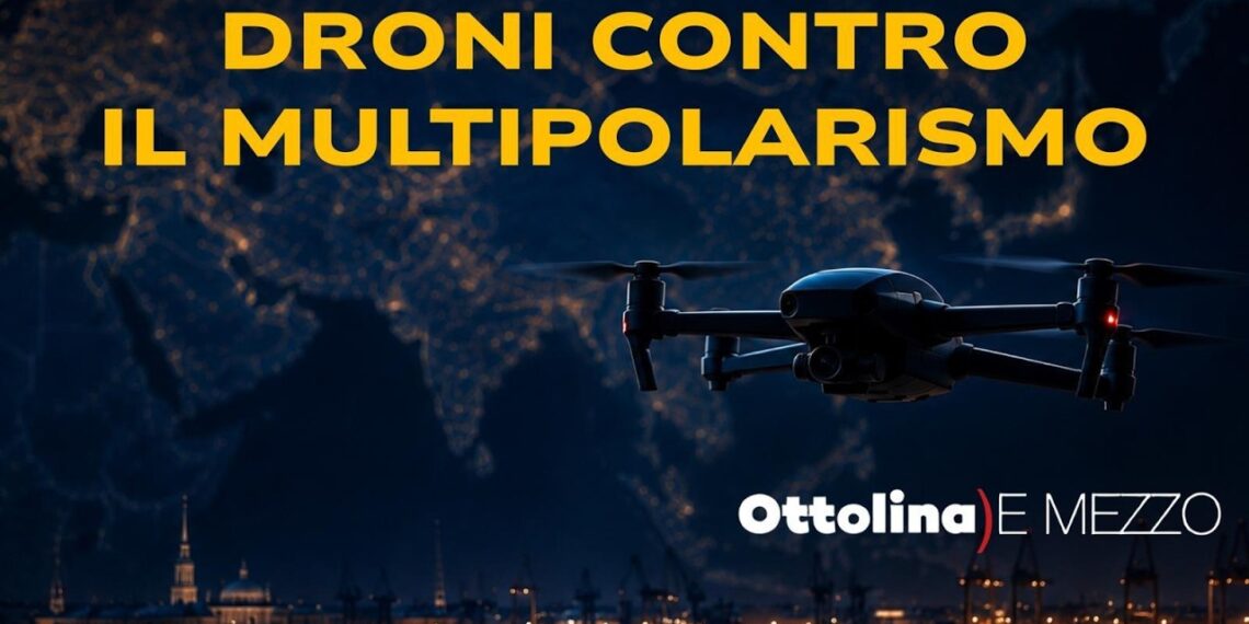 Un drone con San Pietroburgo sullo sfondo