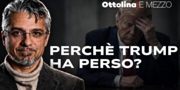 Donald Trump pensieroso. Marcello Spanò in primo piano