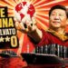 Il busto di Xi Jinping che tiene in mano il mondo appoggiato su barili di petrolio stivati su una petroliera