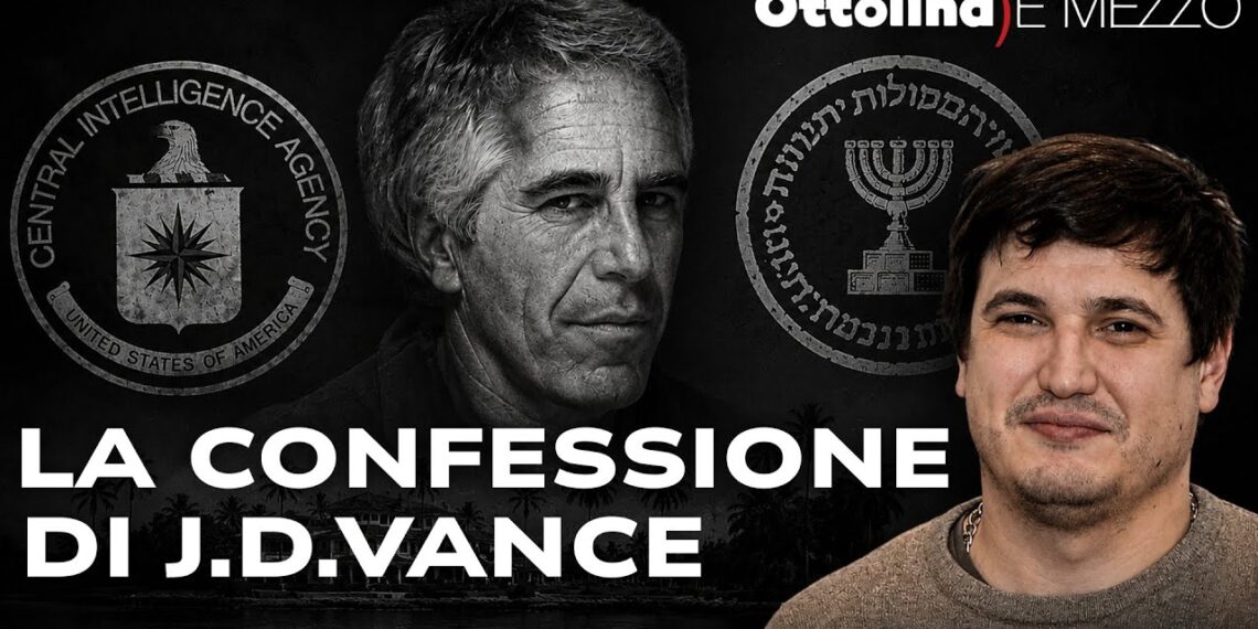 Jeffrey Epstein fra lo stemma della CIA e quello del Mossad. Roberto Vivaldelli in primo piano