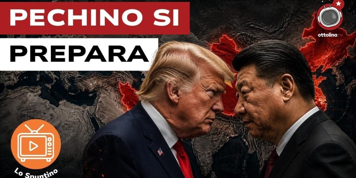 Mappa del mondo. Donald Trump e Xi Jinping si guardano in cagnesco in primo piano