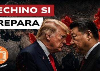 Mappa del mondo. Donald Trump e Xi Jinping si guardano in cagnesco in primo piano