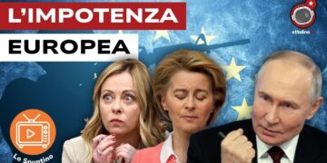 Sagoma di un soldato. Giorgia Meloni, Ursula von der Leyen e Vladimir Putin in primo piano