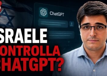 Bandiera israeliana e logo di ChatGPT. Samuele Soddu in primo piano