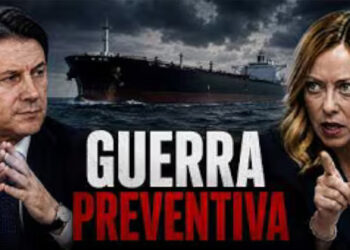 Giuseppe Conte e Giorgia Meloni. La petroliera russa attaccata dalla Marina italiana sullo sfondo