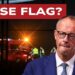 Luogo di un incidente serale con mezzi di soccorso. Friedrich Merz in primo piano