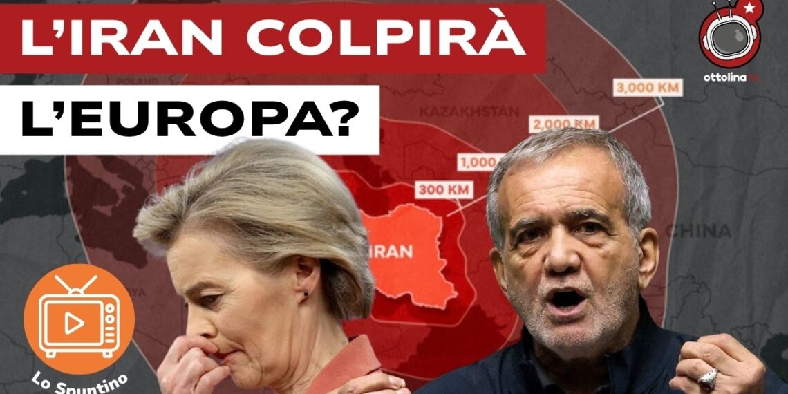 Mappa dell'Iran con distanze dagli Stati vicini. Ursula von der Leyen e Masoud Pezeshkian in primo piano