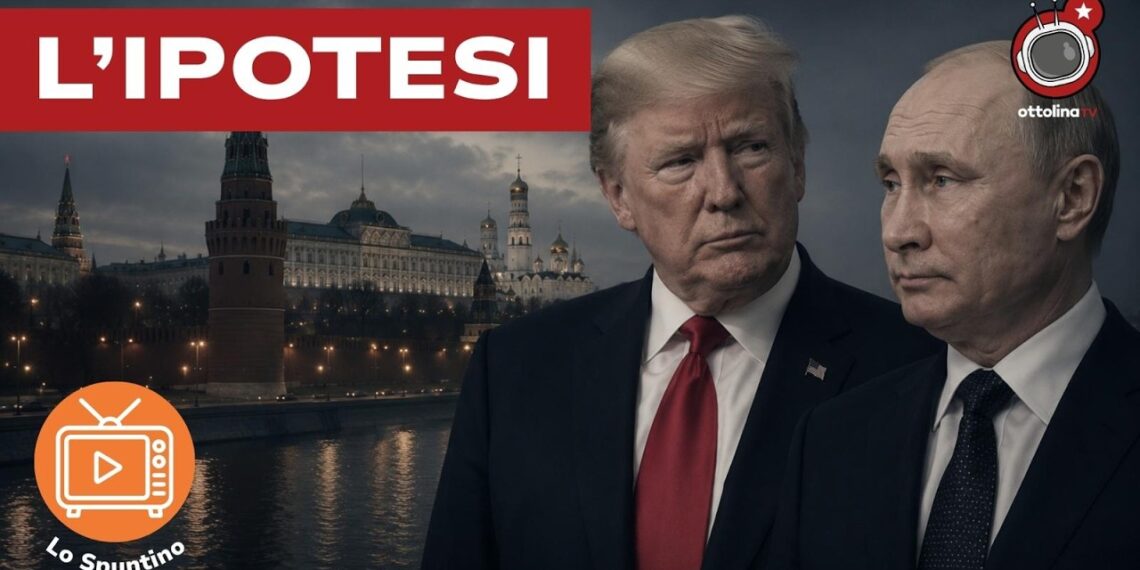 Scorcio di Mosca. Donald Trump e Vladimir Putin in primo piano