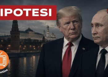 Scorcio di Mosca. Donald Trump e Vladimir Putin in primo piano