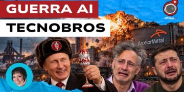 Acciaieria in fiamme. Vladimir Putin con il colbacco brinda ridendo. Alex Karp e Volodymyr Zelensky in lacrime