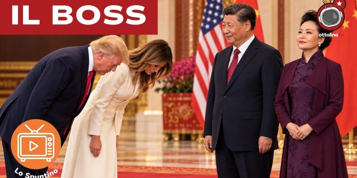 Donald e Melania Trump si inchinano davanti a Xi Jinping e sua moglie