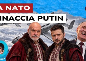 Droni sfrecciano su un paesaggio invernale. Giuseppe Cavo Dragone, Volodymyr Zelensky e Vladimir Putin che ride in primo piano