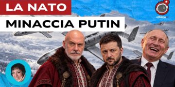Droni sfrecciano su un paesaggio invernale. Giuseppe Cavo Dragone, Volodymyr Zelensky e Vladimir Putin che ride in primo piano
