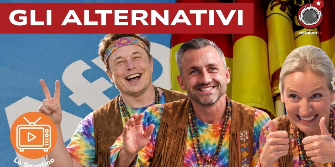 Elon Musk, Alice Weidel e Ulrich Siegmund vestiti da figli dei fiori
