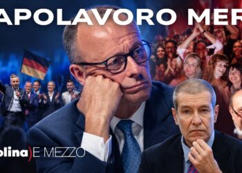 Immagini delle elezioni in Germania con Friedrich Merz nel mezzo. Alessandro Volpi e Claudio Celani in primo piano