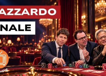 Sam Altman, Dario Amodei e Jensen Huang seduti al tavolo di un casinò