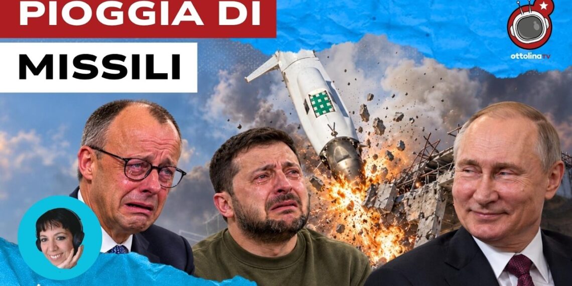 Drone Filin colpisce un obiettivo. Friedrich Merz e Volodymyr Zelensky in lacrime e Vladimir Putin sorridente in primo piano