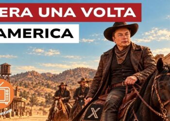 Elon Musk cowboy in una scena western