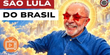 Luiz Inácio Lula da Silva con occhiali a stella e aureola